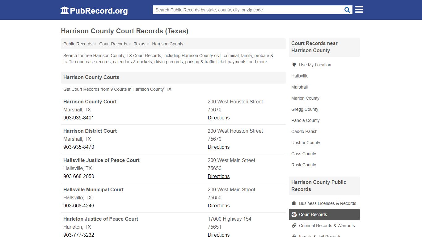 Free Harrison County Court Records (Texas Court Records) - PubRecord.org