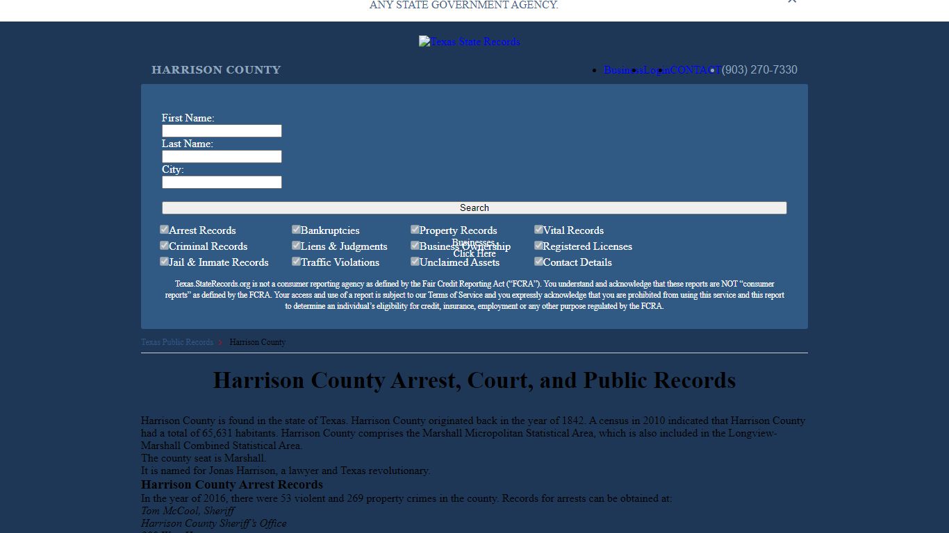 Harrison County Arrest, Court, and Public Records