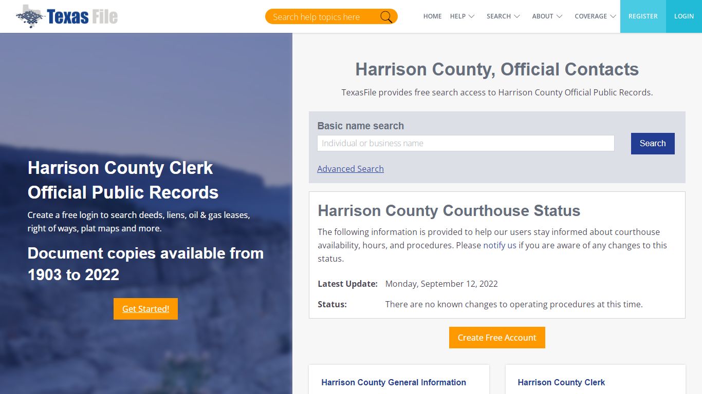 Harrison County Clerk Official Public Records | TexasFile